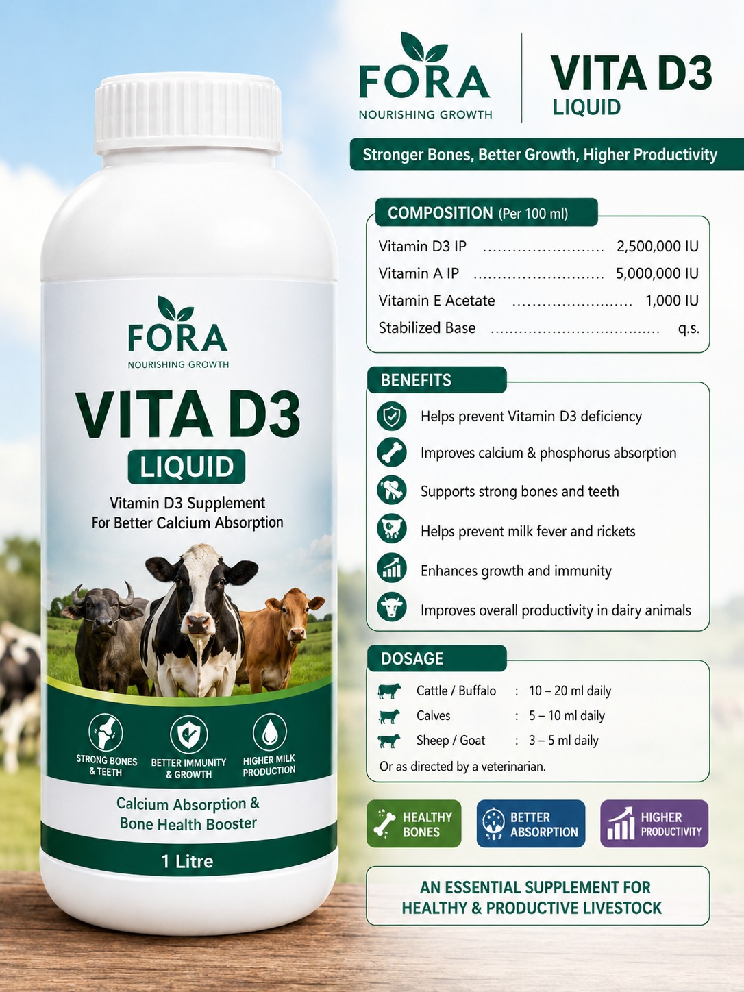 Fora Vita D3 Liquid — Vitamin D3 Supplement Banner