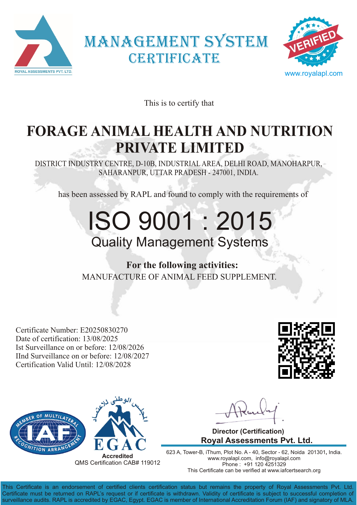 ISO 9001:2015 Certificate preview