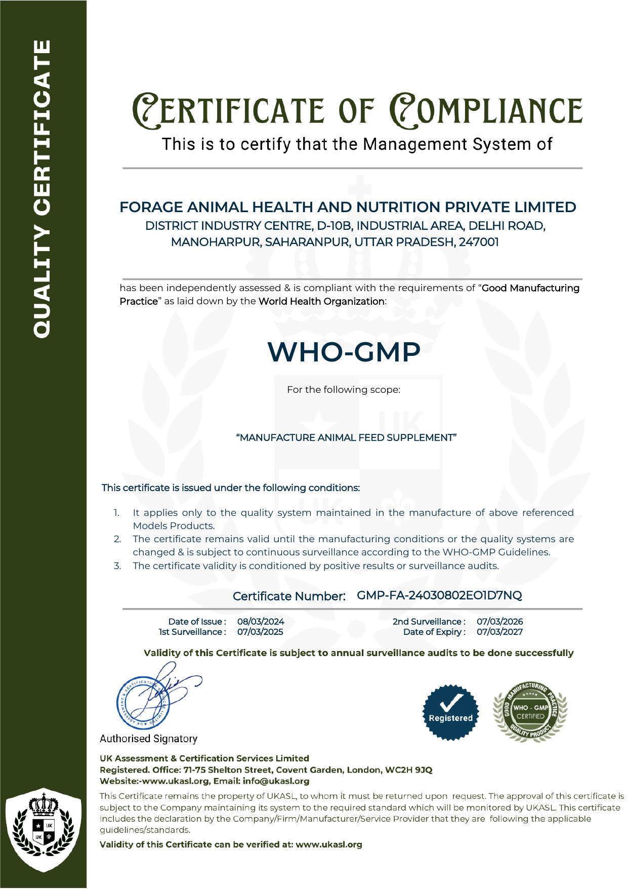 WHO-GMP Certificate preview